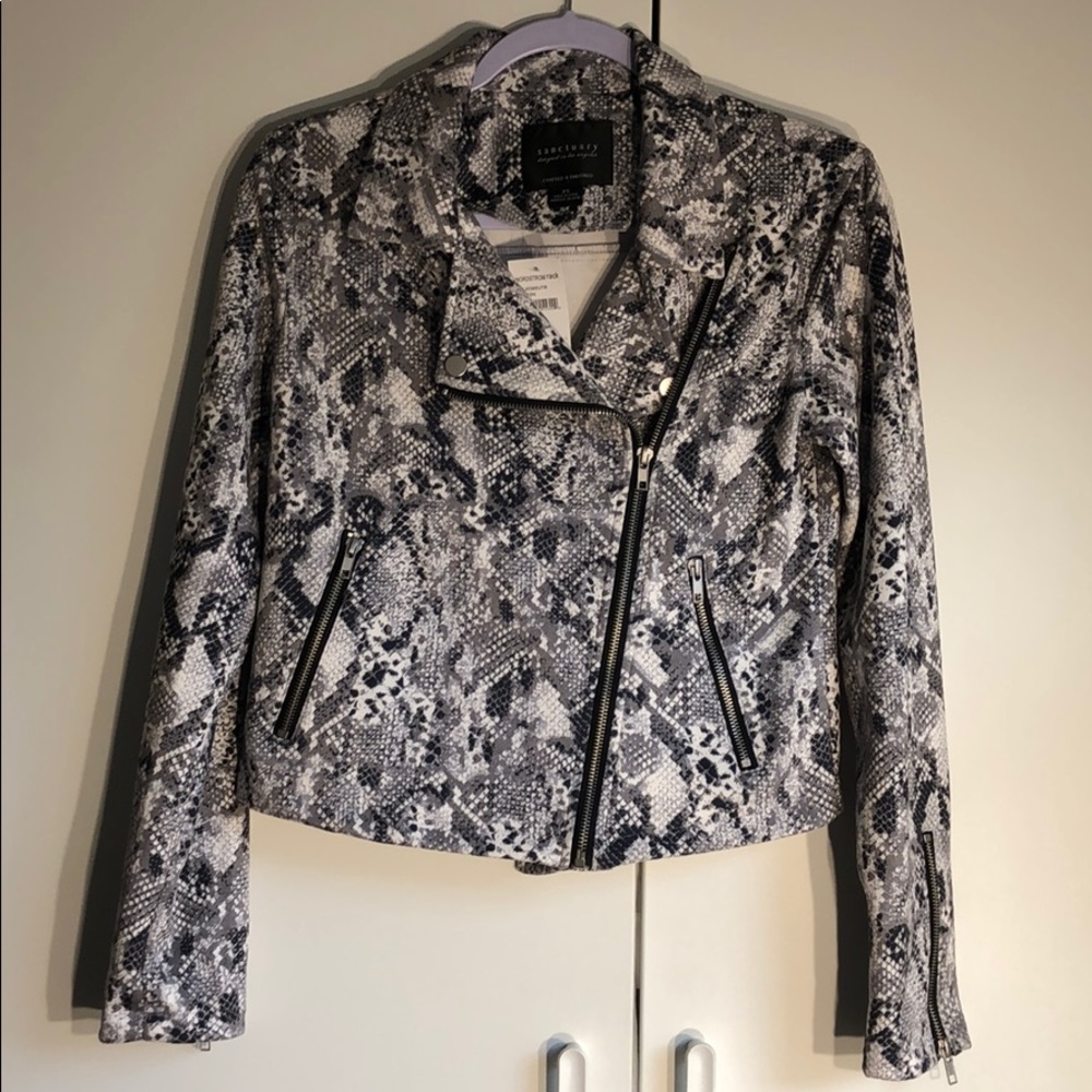 Sanctuary Snake Print Moto Jacket
